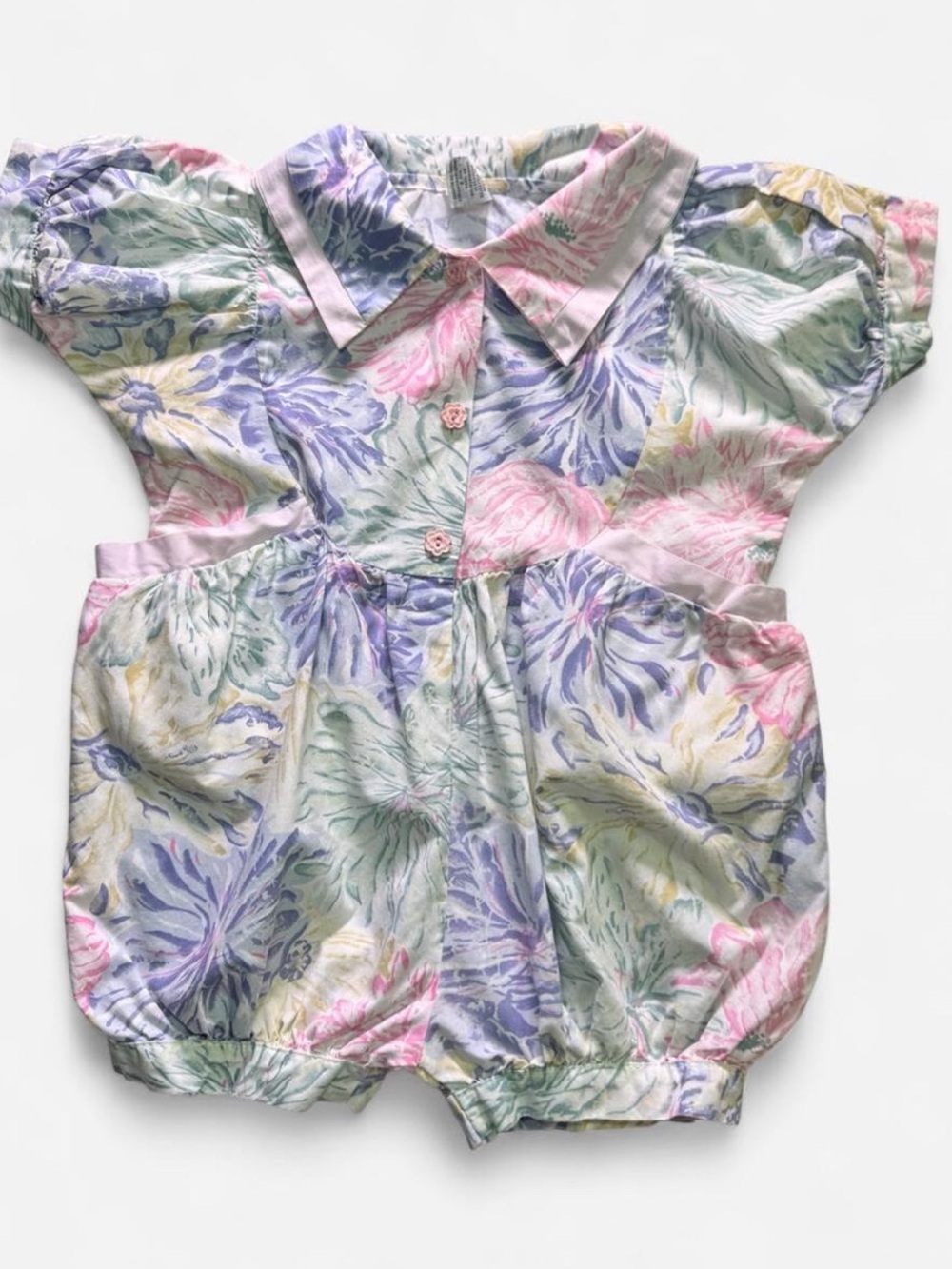Cuties by Judy Vintage Pastel Floral Bubble Romper - Size 3